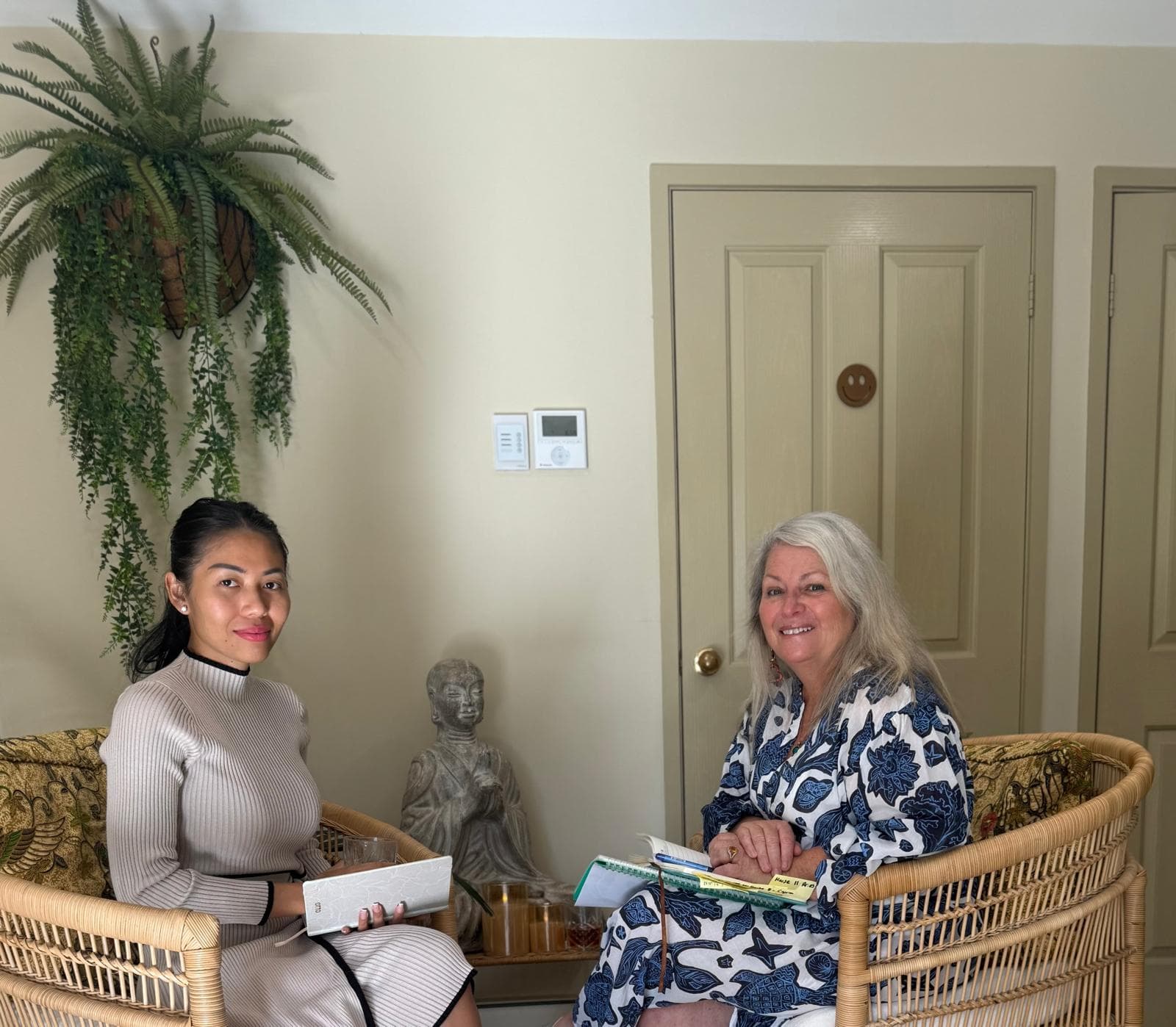 Fiona MacAnally in a wellness coaching consultation at Optimum Wellbeing Centre